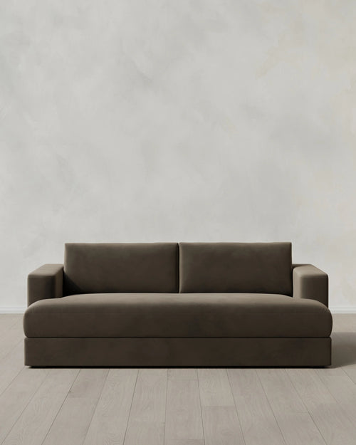 Sierra Curved Arm Sofa in Performance Velvet - 7ft / Sable