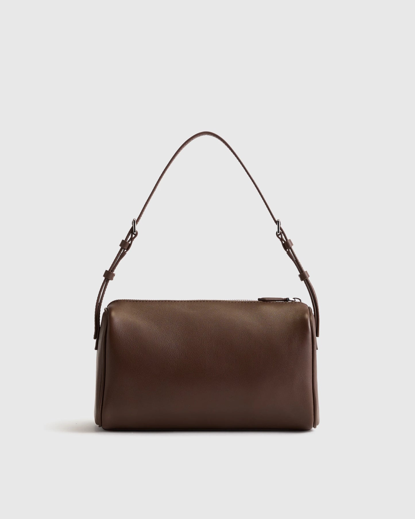 Italian Leather Mini Barrel Shoulder Bag - One Size / Dark Brown
