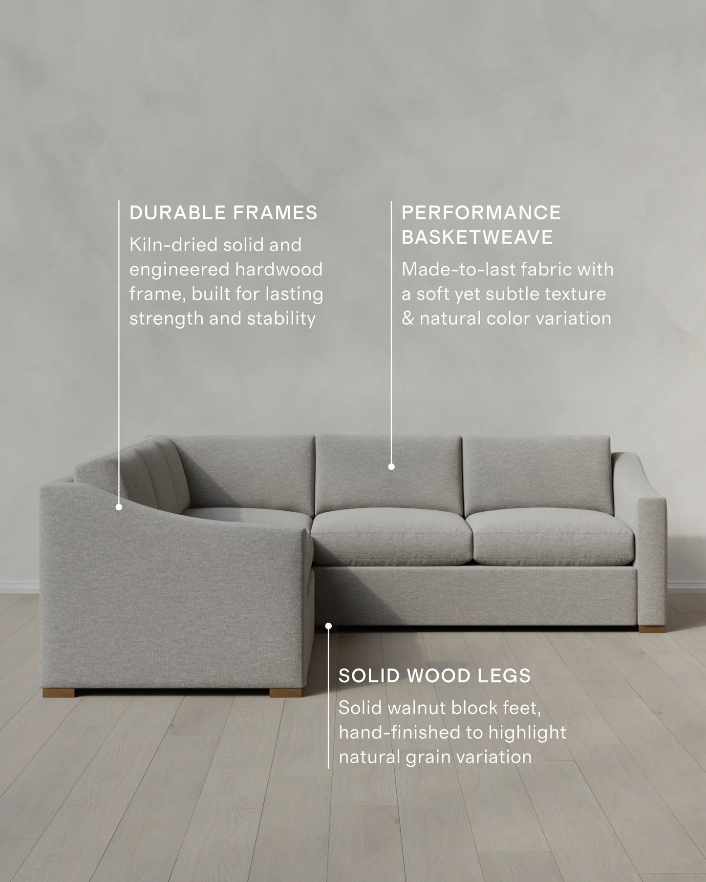 Hollis Slope Arm L Sectional in Performance Basketweave - 110x110 / Flax