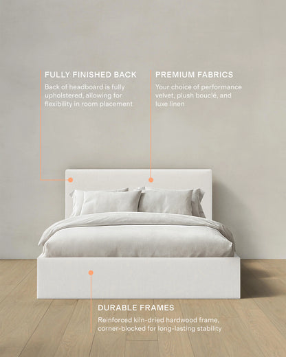 Square Bed in Performance Velvet - Full / Chocolate