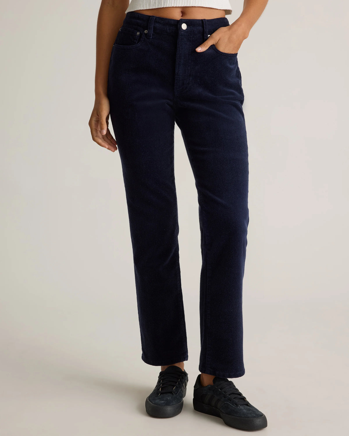 Organic Stretch Corduroy Straight Leg Pants - 0 / Espresso