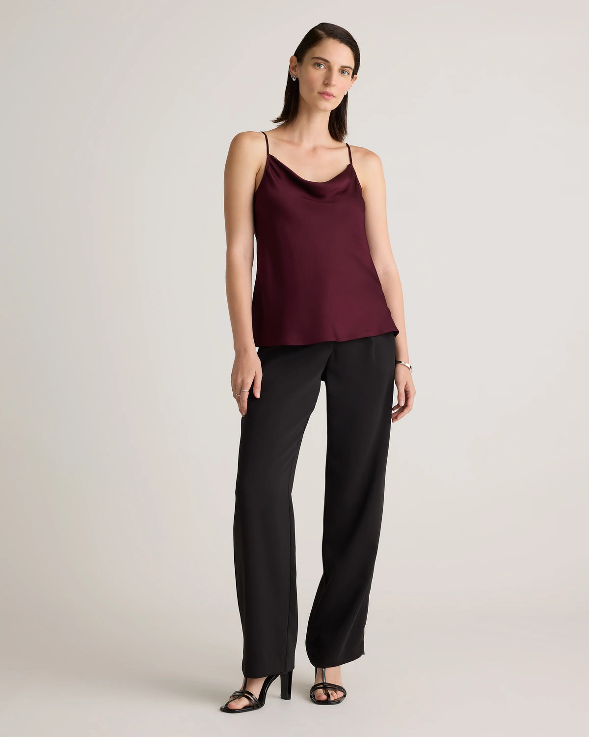 Washable Stretch Silk Cowl Neck Cami - XS / Wine Tasting Red