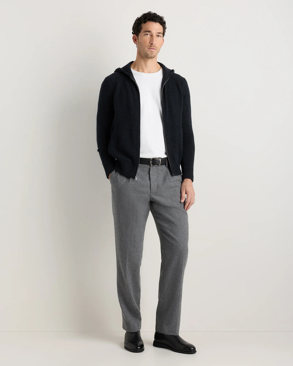 Luxe Baby Cashmere Bomber Hoodie - S / Heather Pewter