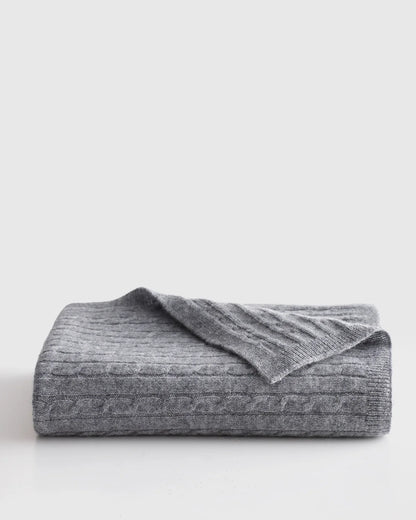 Mongolian Cashmere Cable Knit Baby Blanket - One Size / Teak