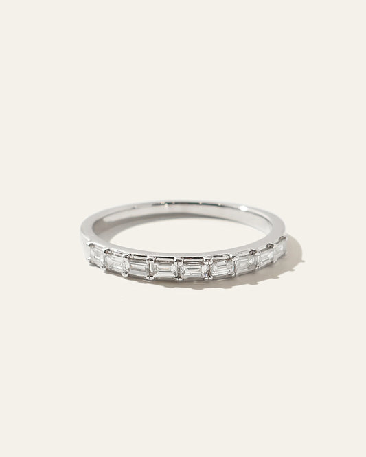 14K Gold Baguette Diamond Band - 4 / White Gold