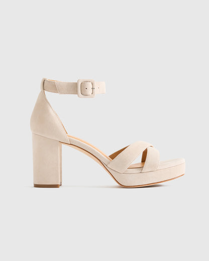Italian Leather Crisscross Platform Sandal - 5 / Metallic Gold
