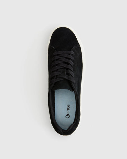 Italian Suede Everyday Sneaker - 5 / Black