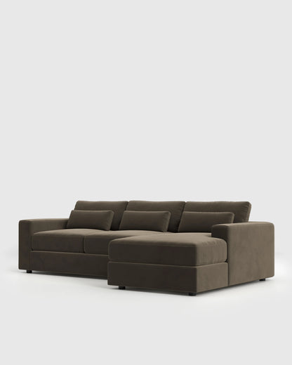 Ashford Deep Seat Chaise Sectional in Performance Velvet - 119" Right Arm / Rust