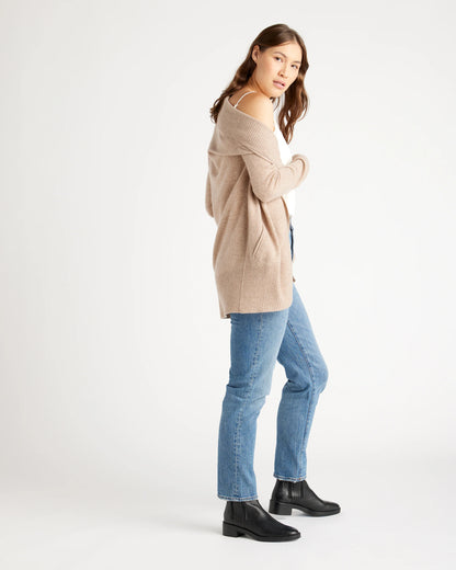Mongolian Cashmere Open Cardigan Sweater - XS / Brown