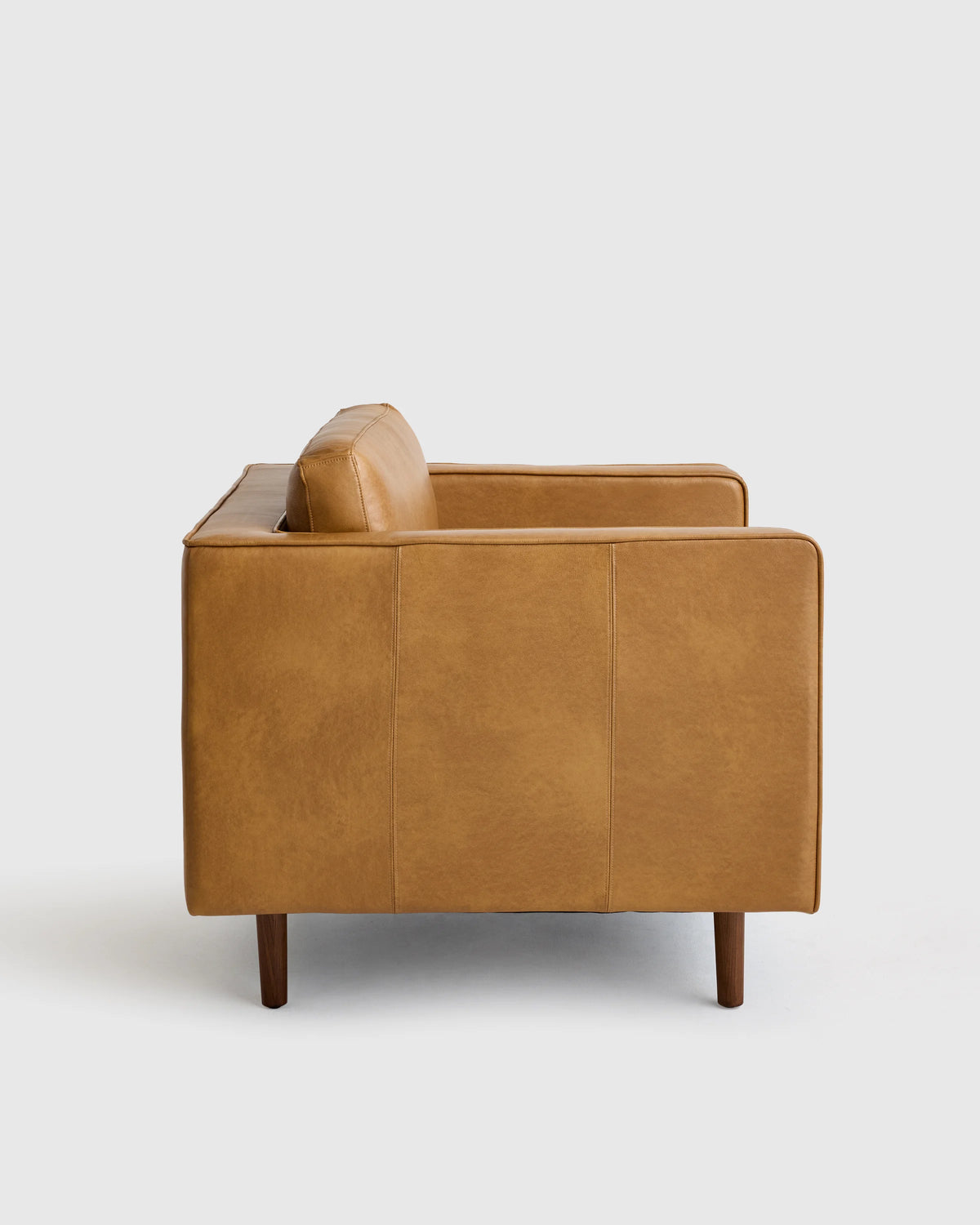 Italian Leather Midcentury Accent Chair - One Size / Chestnut