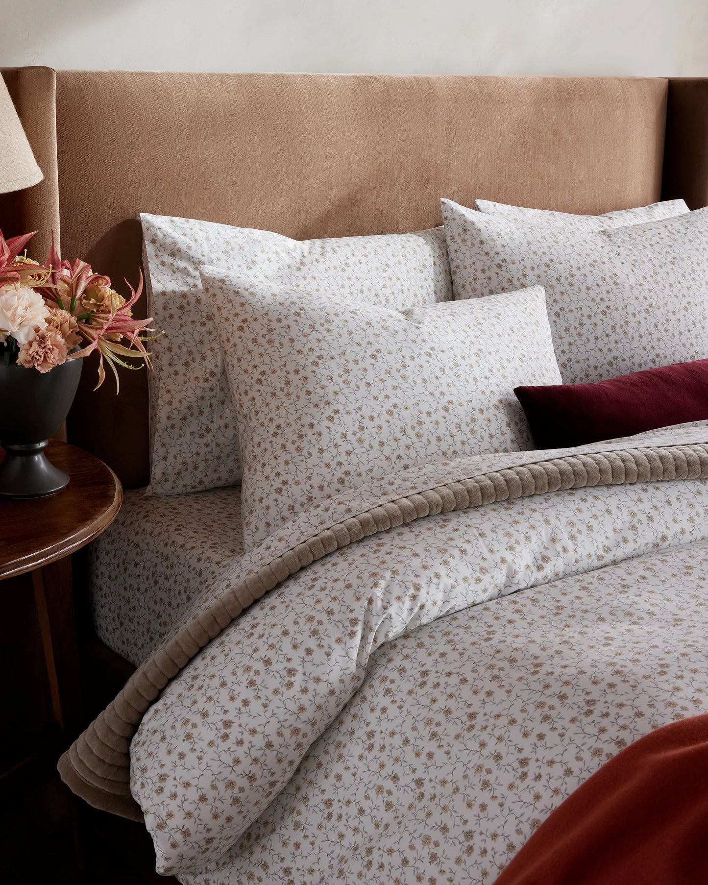 Organic Crisp Percale Floral Sham Set - Standard / Toffee Florette