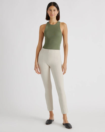 Ultra-Stretch Ponte Pintuck Ankle Pants - XS / Ecru