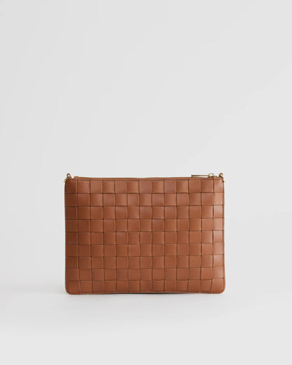 Italian Leather Handwoven Convertible Crossbody - One Size / Cognac