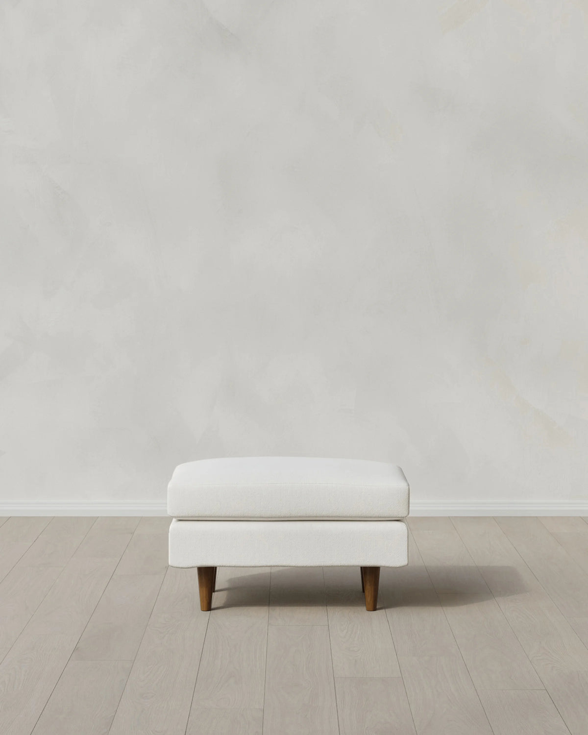 Atlas Midcentury Ottoman in Performance Chenille Linen Blend - 31.5" / Snow
