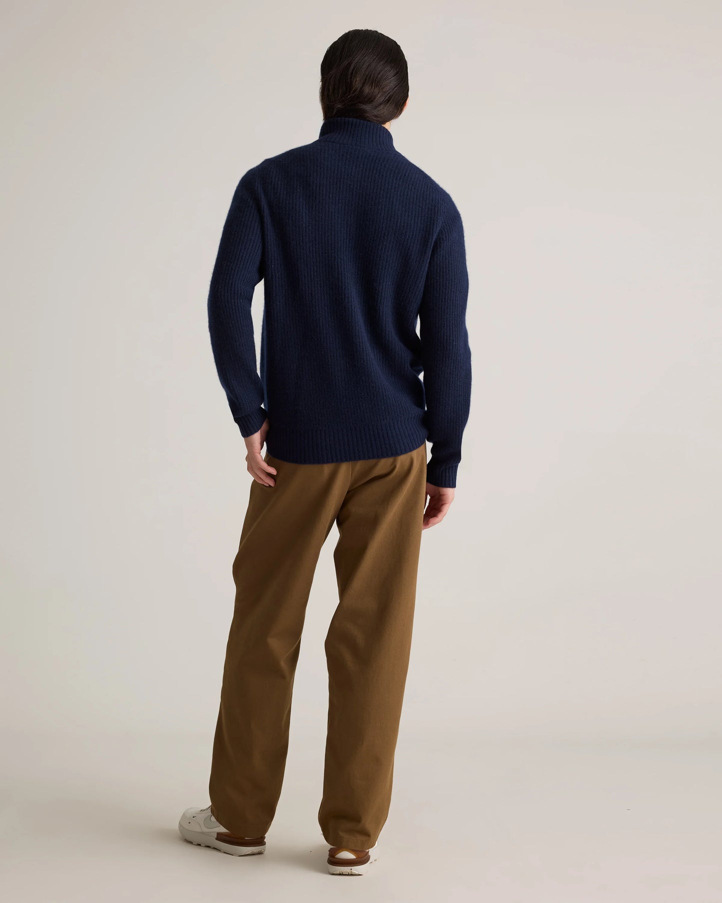 Mongolian Cashmere Fisherman Full Zip Sweater - S / Teak