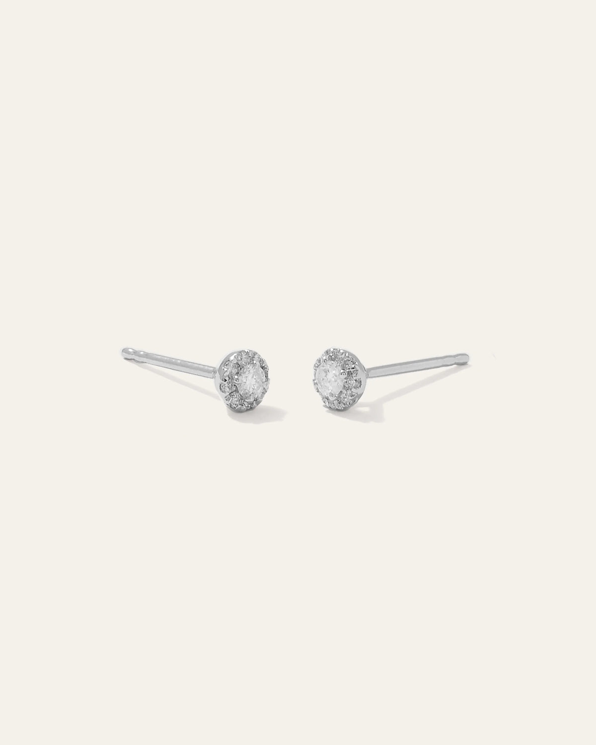 14K Gold Diamond Halo Studs - One Size / White Gold
