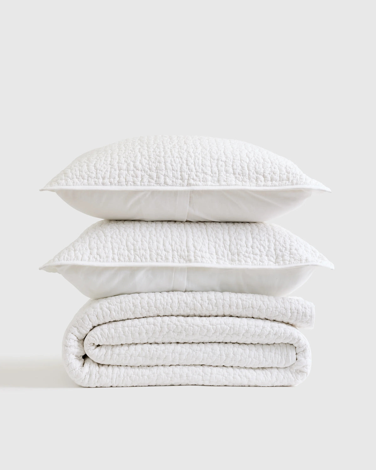 Organic Cotton Hand Stitched Quilt Set - Twin / Stone