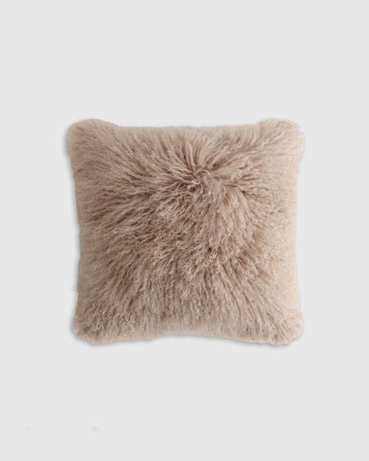 Luxe Mongolian Lamb Pillow Cover - 20x20 / Khaki