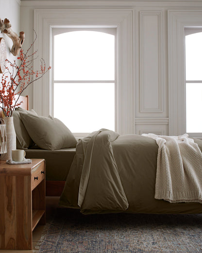 Organic Brushed Cotton Duvet Cover Set - Twin / Toffee