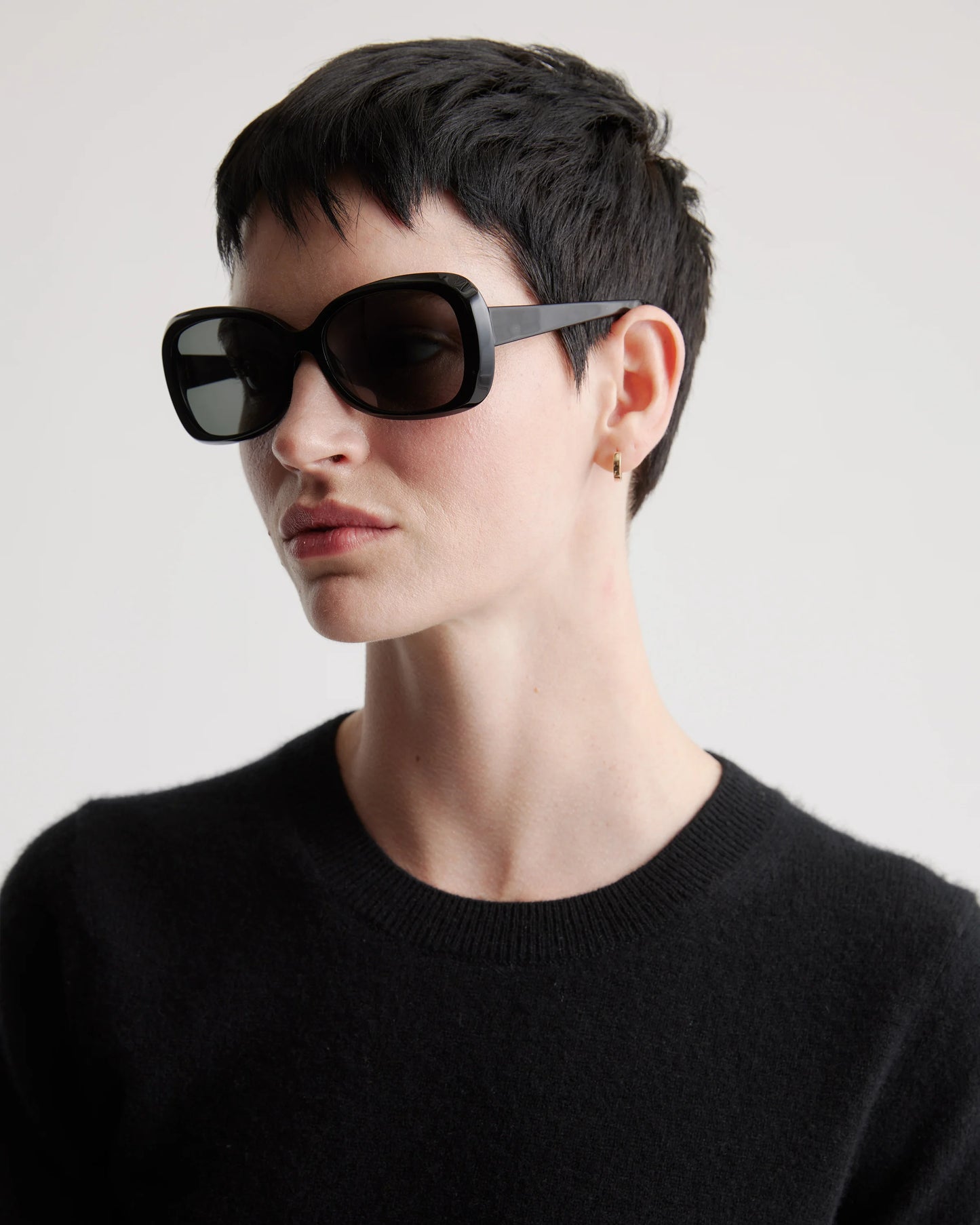 Naomi Polarized Acetate Sunglasses - One Size / Black with Grey lens