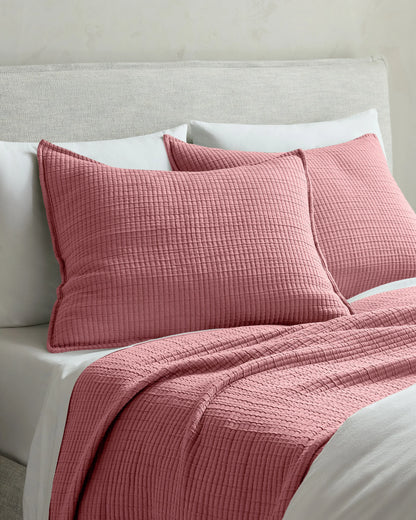 Organic Ribbed Cotton Coverlet Set - Twin / Toffee