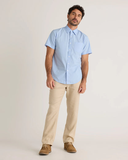 Organic Cotton Stretch Poplin Short Sleeve Shirt - S / Light Blue
