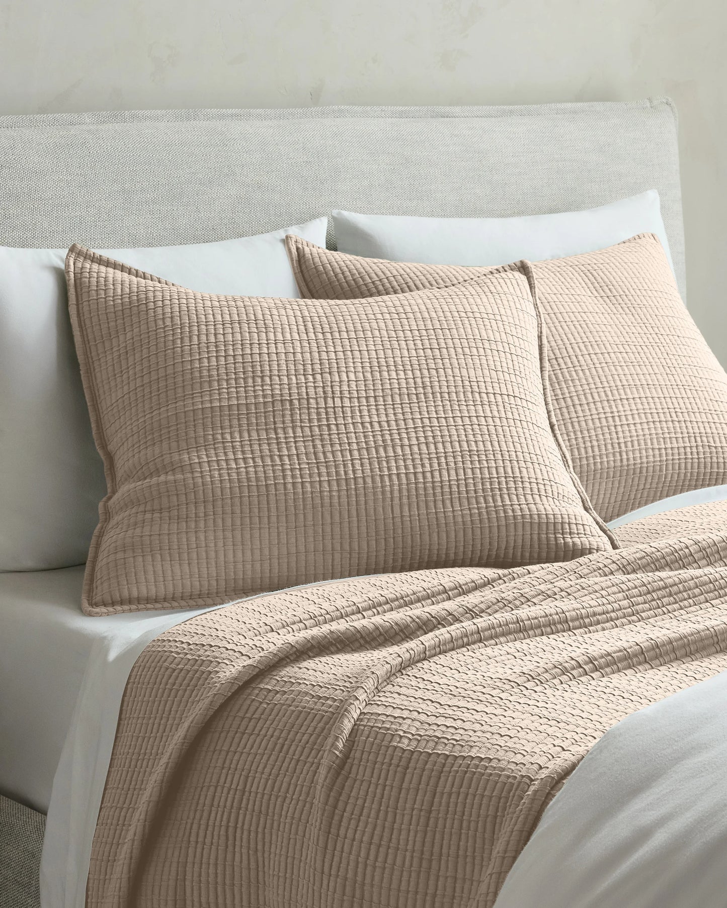 Organic Ribbed Cotton Coverlet Set - Twin / Toffee
