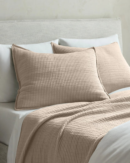 Organic Ribbed Cotton Coverlet Set - Twin / Toffee