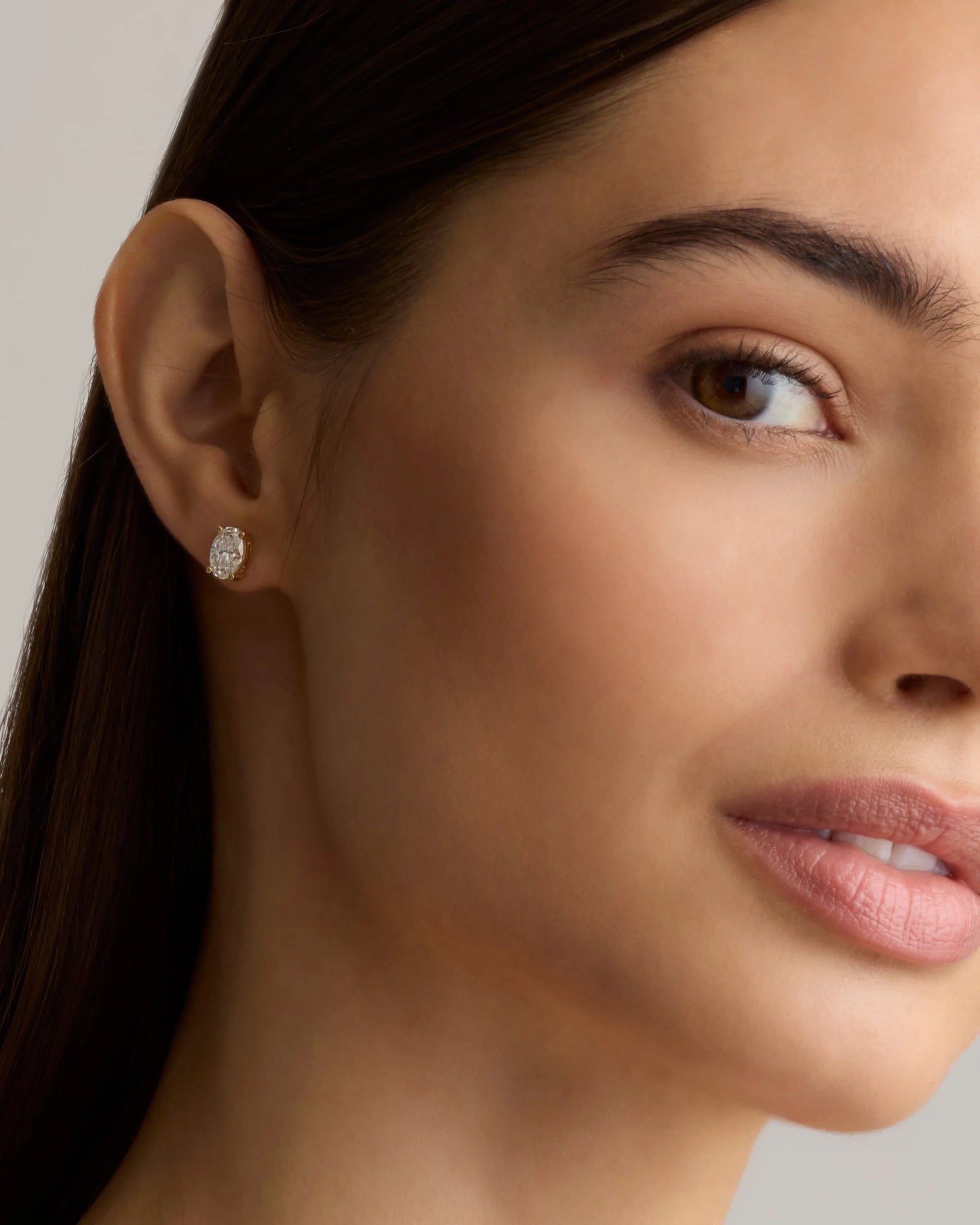 14K Gold Lab Grown Diamond Oval Solitaire Studs - 2ctw - One Size / Yellow Gold
