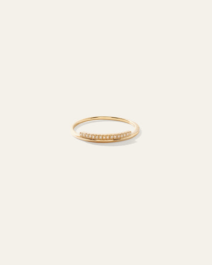 14K Gold Pave Diamond Bar Stack Band - 4 / Yellow Gold