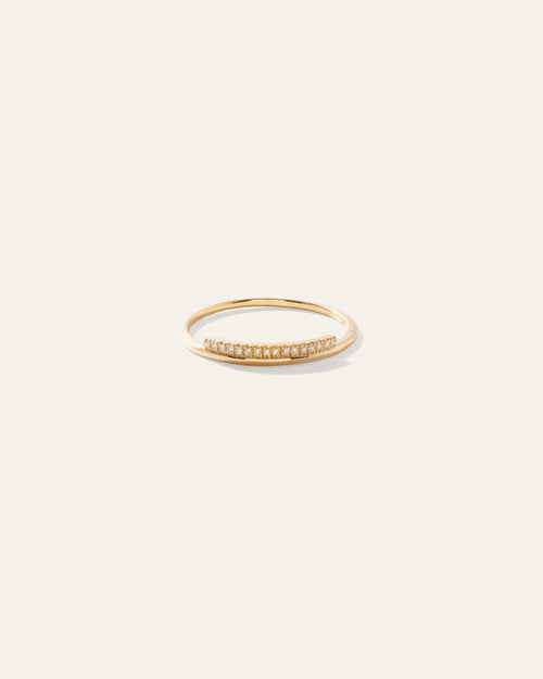 14K Gold Pave Diamond Bar Stack Band - 4 / Yellow Gold