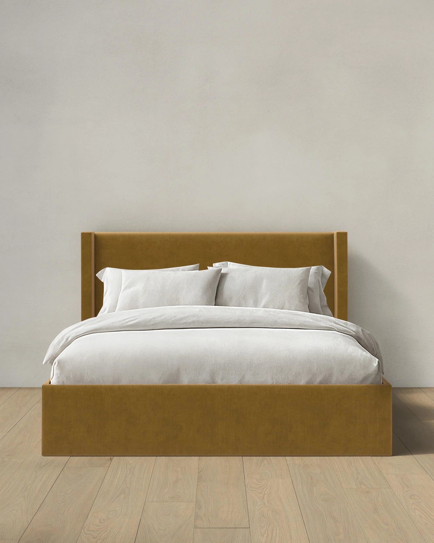 Wingback Bed in Performance Velvet - Full / Butterscotch