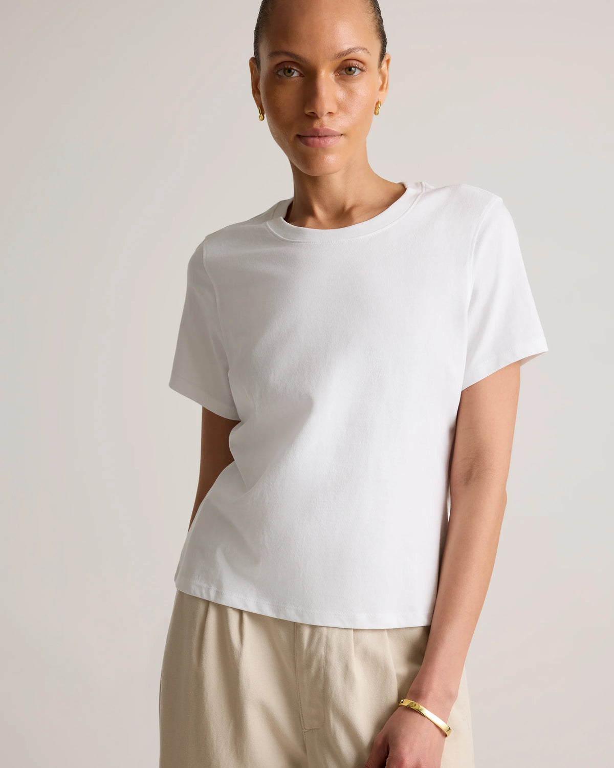 100% Organic Cotton Boxy Crewneck Tee - XS / Shell Pink