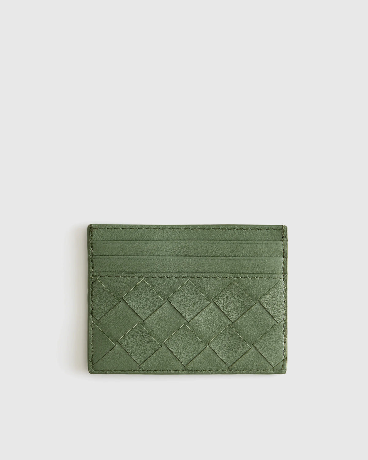 Italian Handwoven Leather Small Card Case - One Size / Cognac