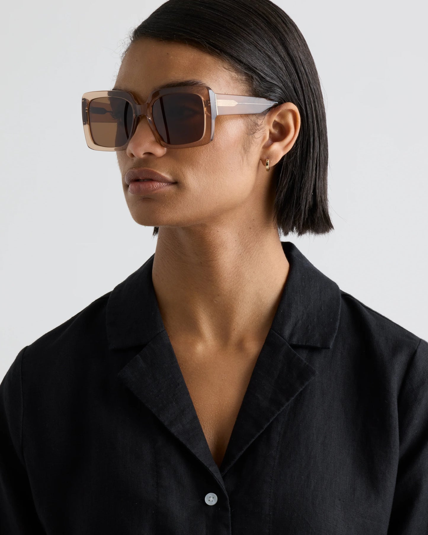 Cartagena Polarized Acetate Sunglasses - One Size / Clear Taupe with Brown lens