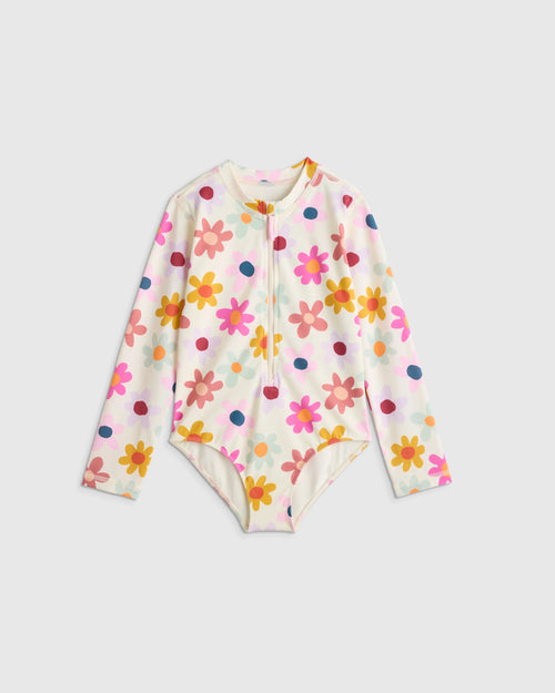 Long Sleeve Zip-Up Swimsuit - 6 / Happy Floral