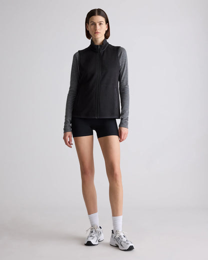 Sweater-Knit Fleece Full-Zip Vest - XS / Heather Mineral Green