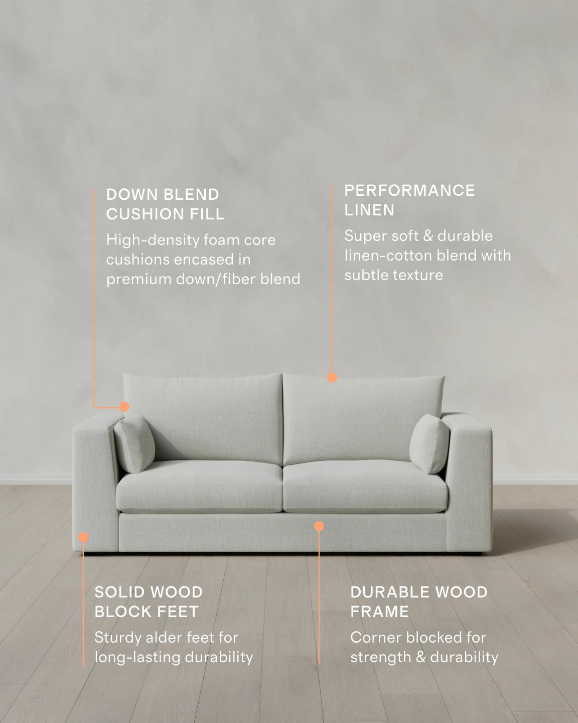Oasis Sofa in Performance Linen - 7ft / Pearl