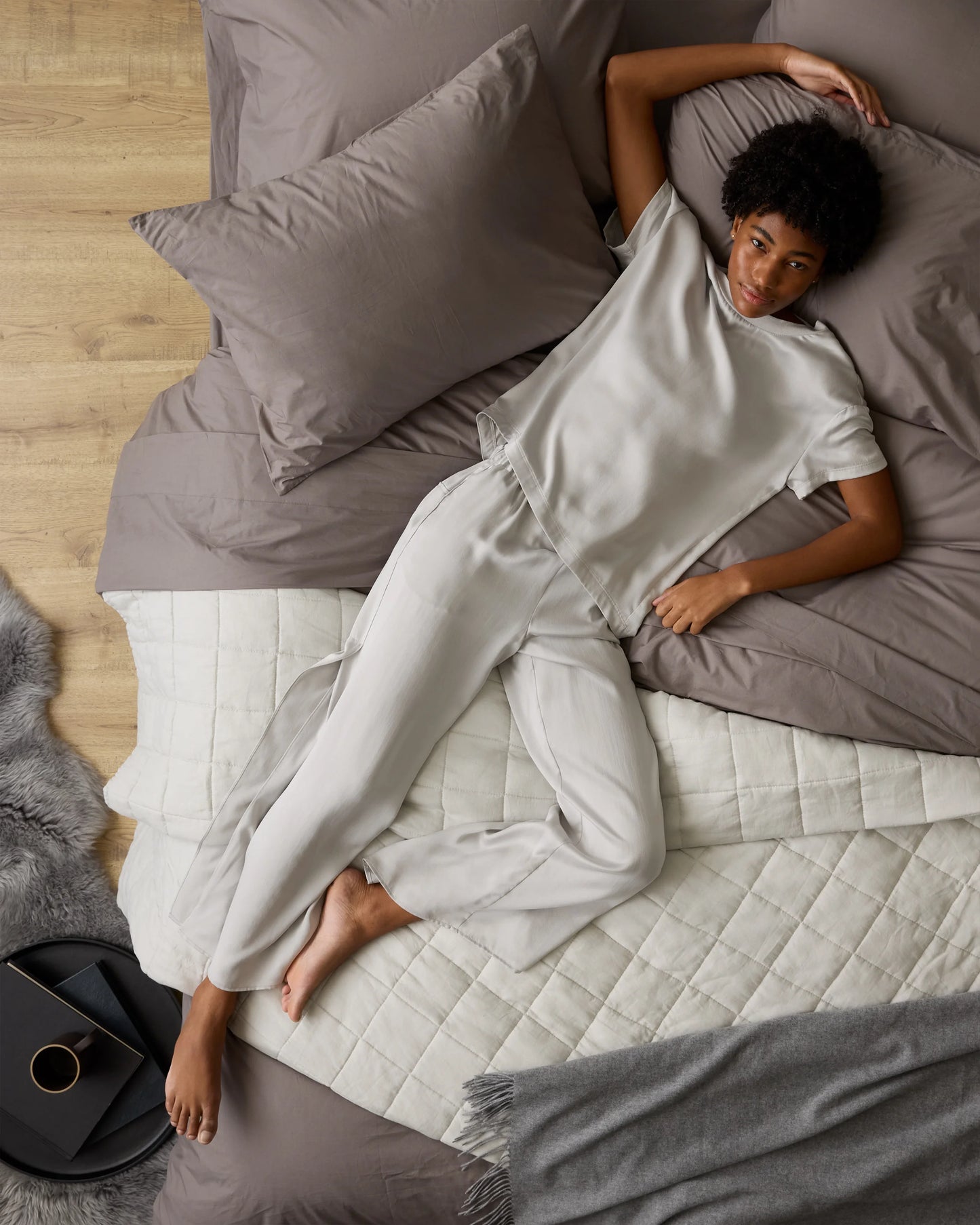 European Linen Box Quilt Set - Twin / Dusty Olive