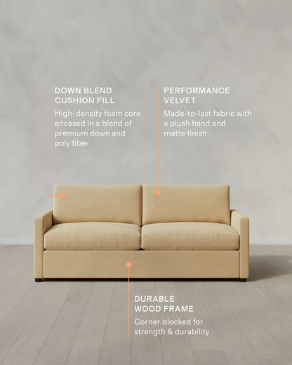 Brennan Sofa in Performance Velvet - 7ft / Taupe