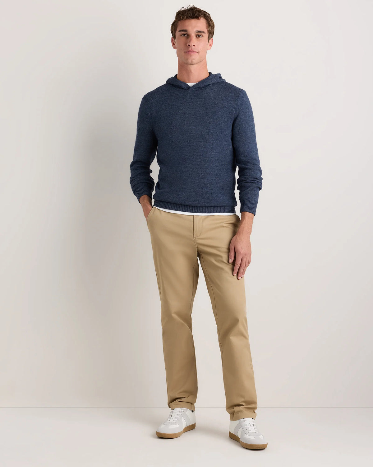 Alpaca-Wool Hooded Sweater - S / Heather Navy