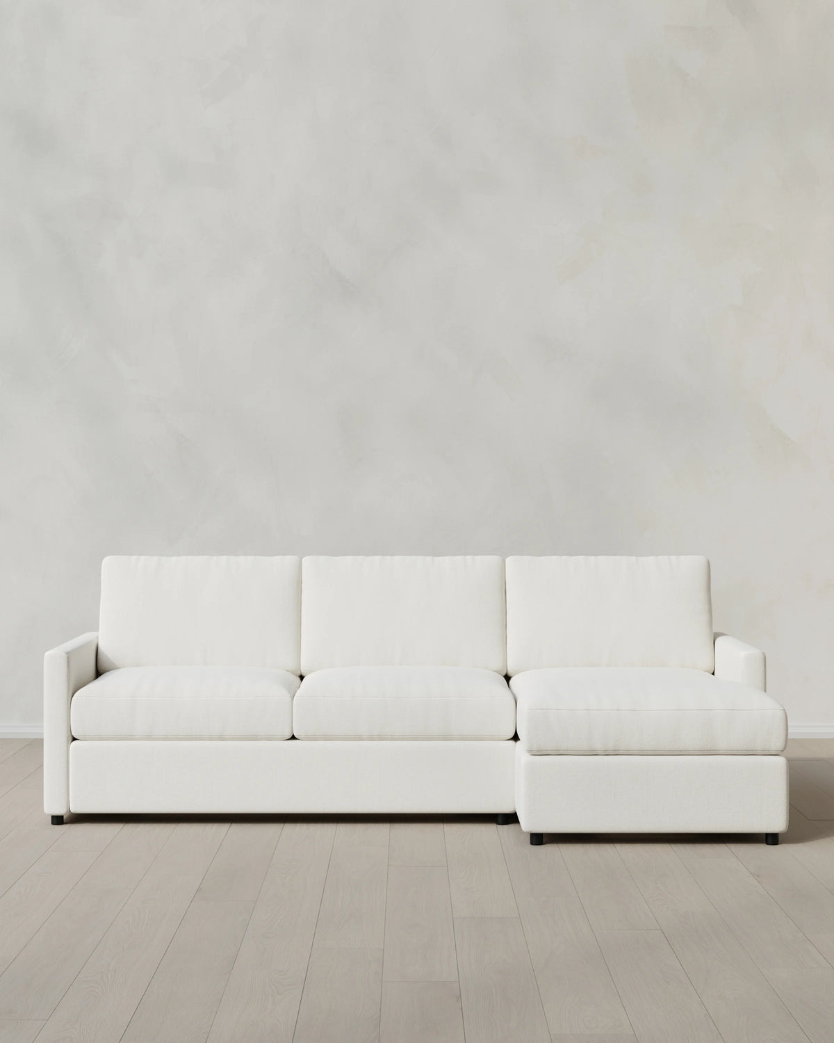 Brennan Performance Chenille Linen Blend Chaise Sectional - Right Arm / Snow
