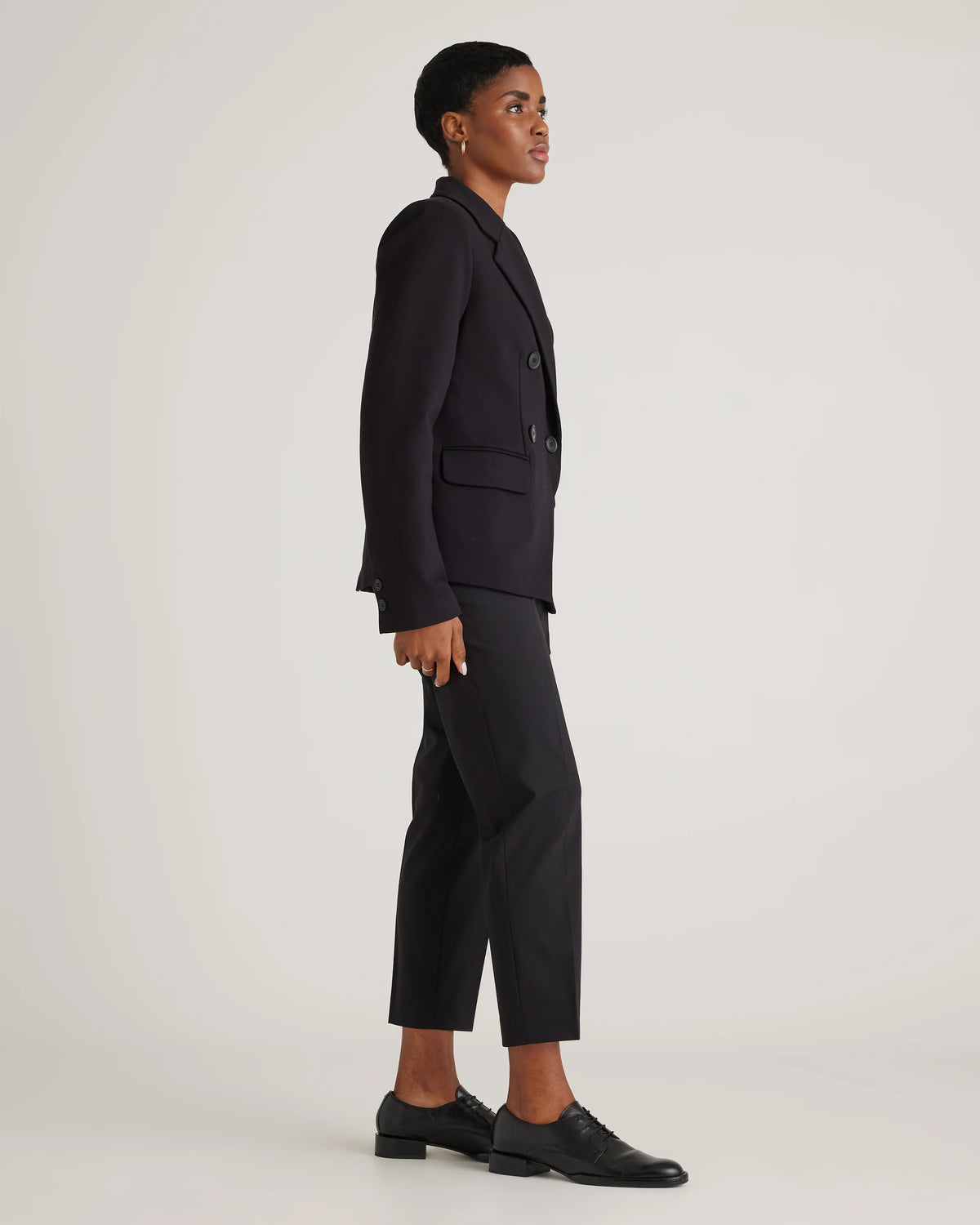 Ultra-Stretch Ponte Double-Breasted Blazer - XS / Charcoal