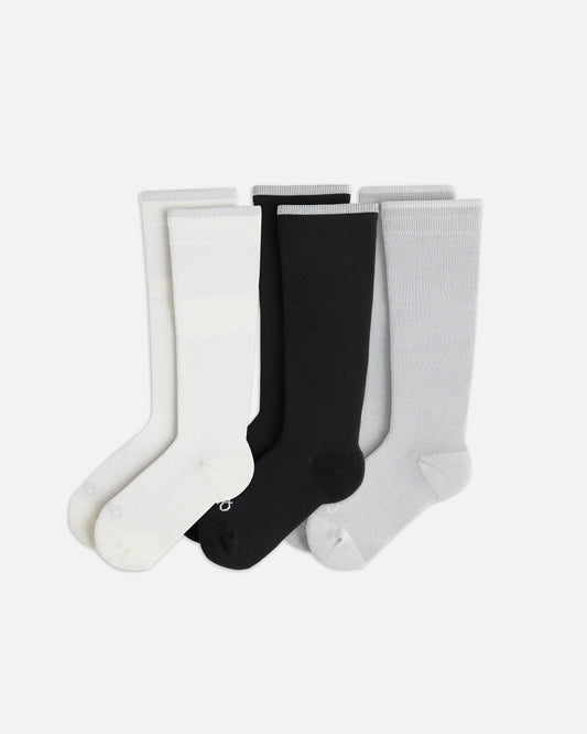 Recycled Maternity Compression Socks 3-Pack - L / White/Black/Grey