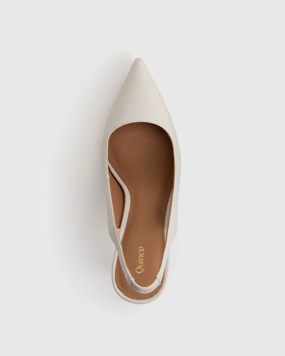 Italian Leather Slingback 75mm Heel - 5 / Black