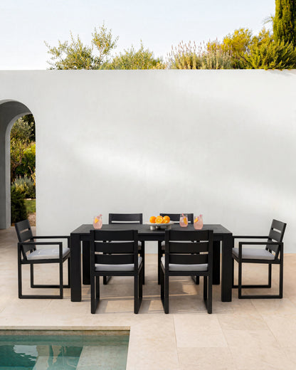 Linear Aluminum Outdoor Dining Armchair - One Size / Dark Charcoal