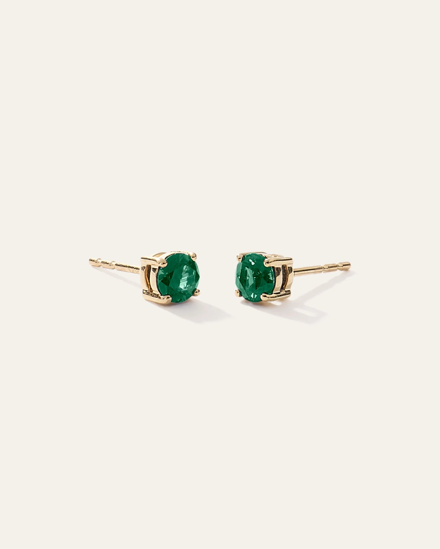 14K Gold Gemstone Solitaire Studs - One Size / Blue Sapphire