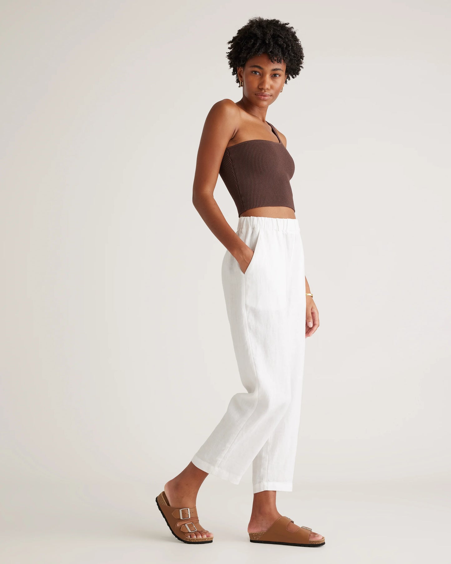 100% European Linen Pants - XS / White