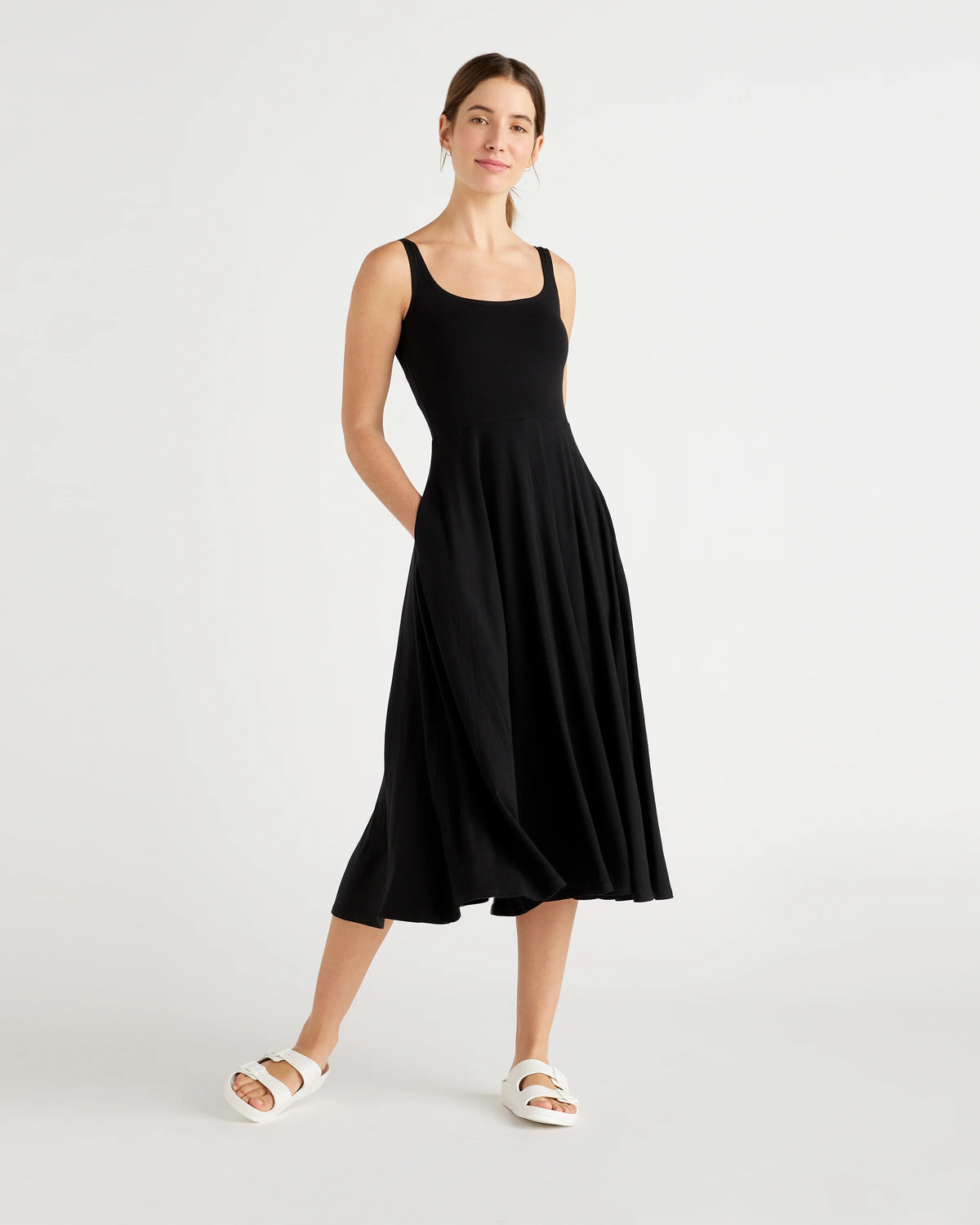 Tencel Jersey Fit & Flare Dress - XS / Dark Olive