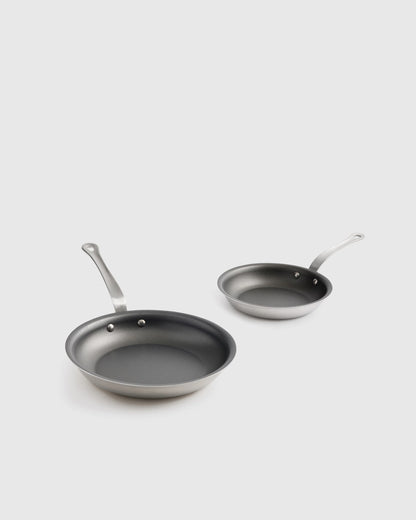 5-Ply Stainless Steel Nonstick Cookware: 2-Piece Frying Pan Set: 8" & 10" - 8" & 10" / No Color